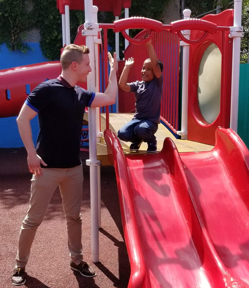 Daniel and student at the park